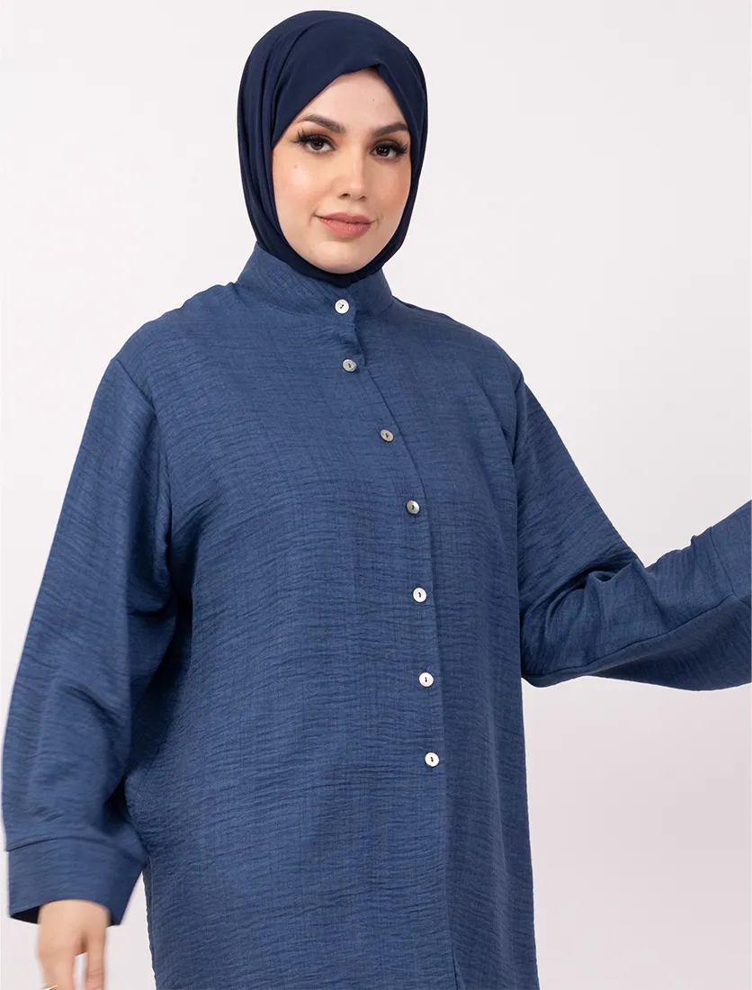 Navy Linen Feel Co Ord